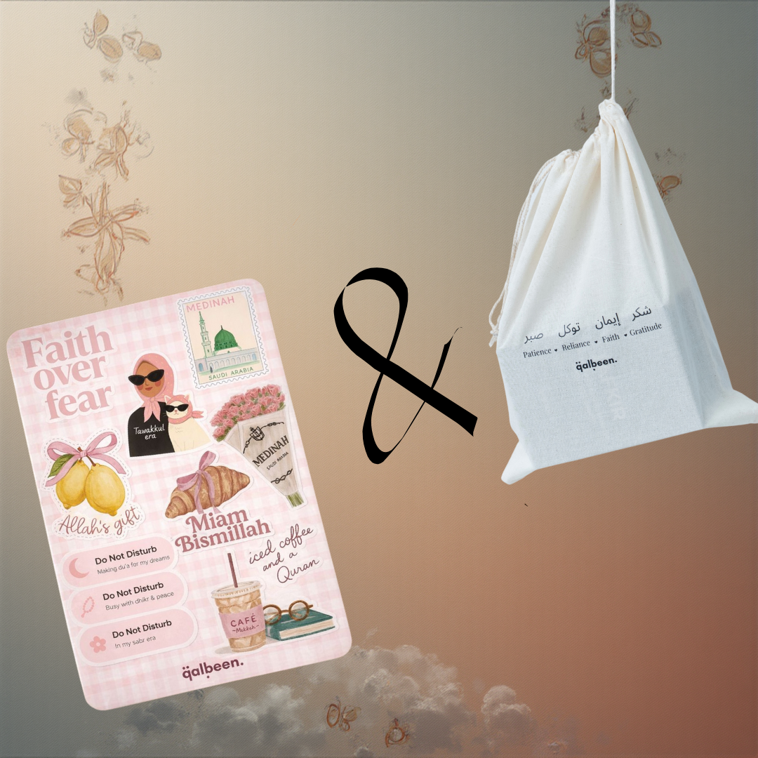 1 Mini-Stickers Qalbeen + 1 Pochons cadeau en coton