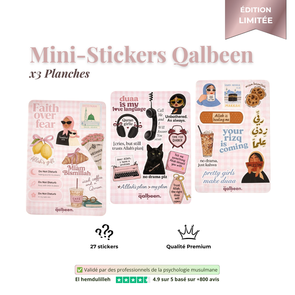 Mini-Stickers Qalbeen du moment (x3 Planches)