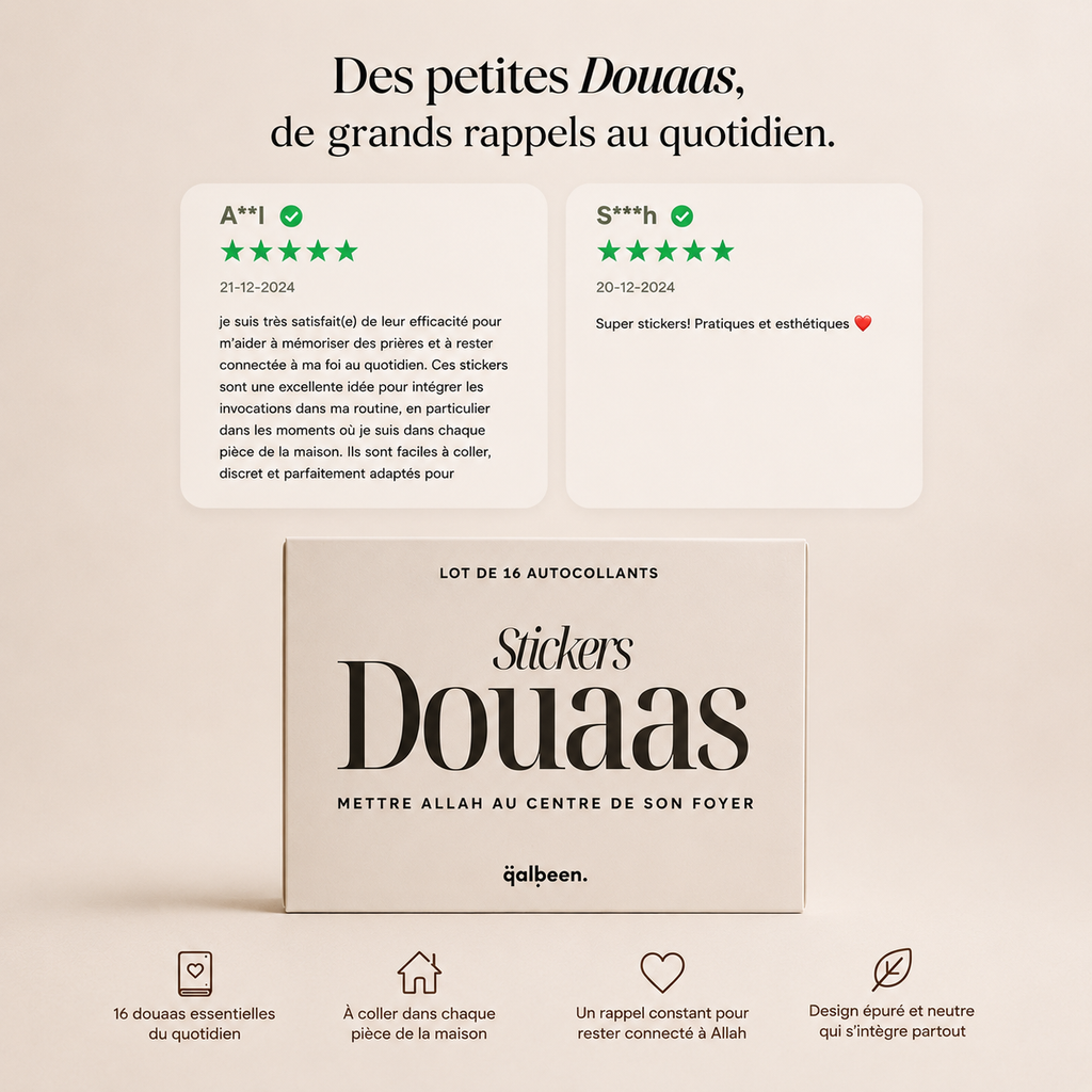 x16 Stickers Douaa essentielles : Les Invocations au Cœur de Votre Maison