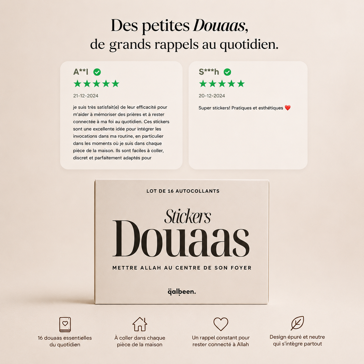 x16 Stickers Douaa essentielles : Les Invocations au Cœur de Votre Maison