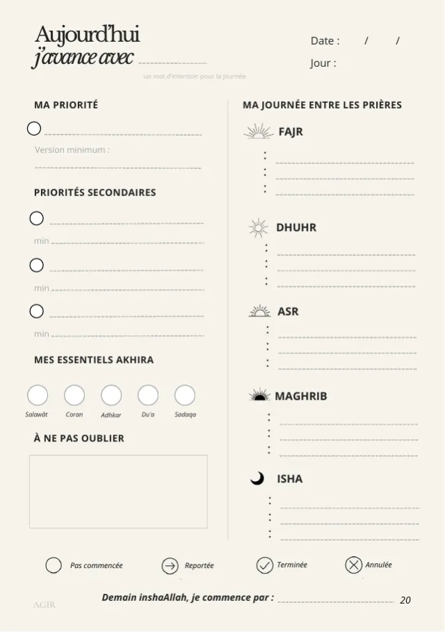 Une page du quotidien de l'insert Niyyah