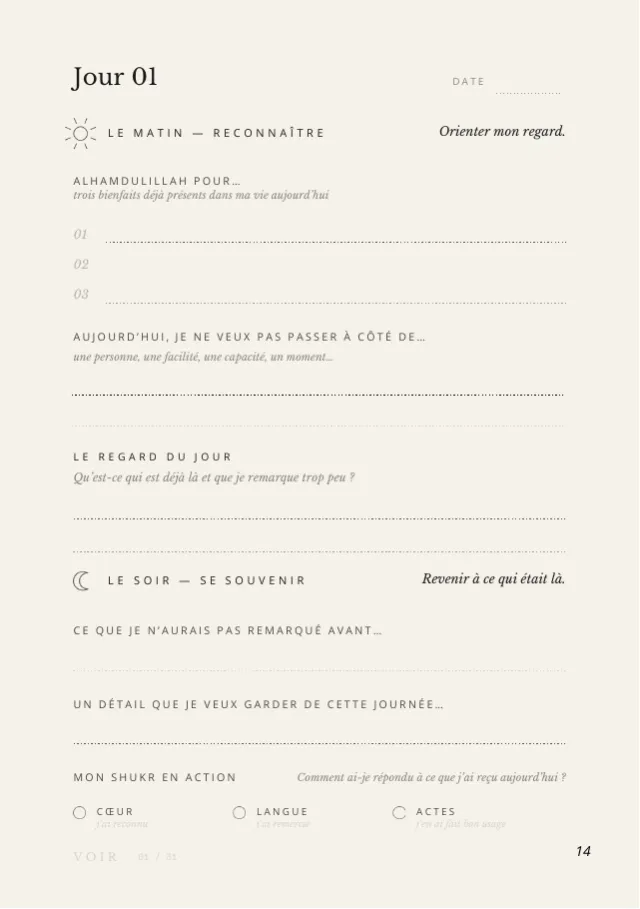 Une autre page de l'insert Shukr